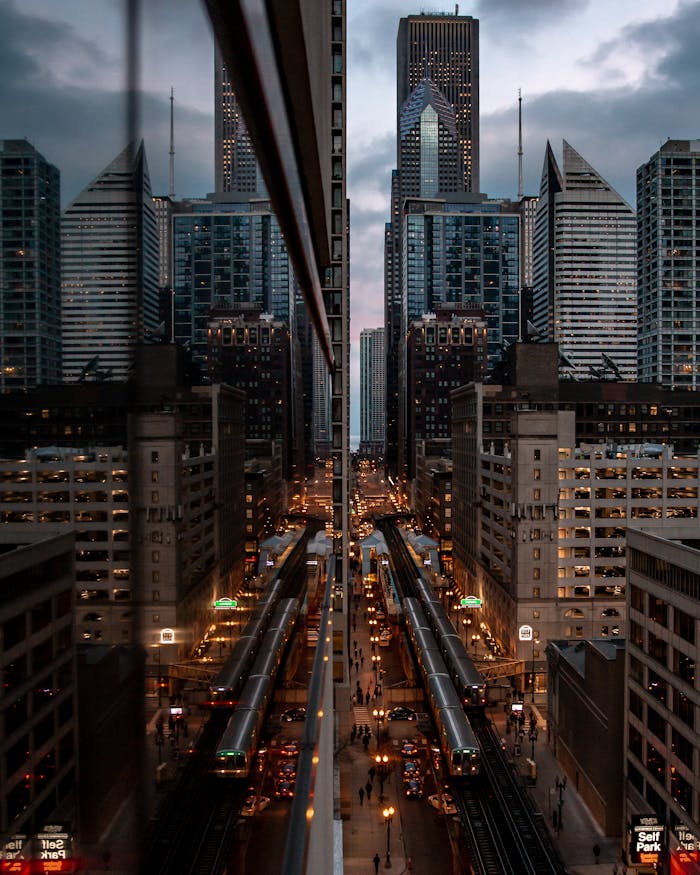 Reflection Of Traffic On The Building